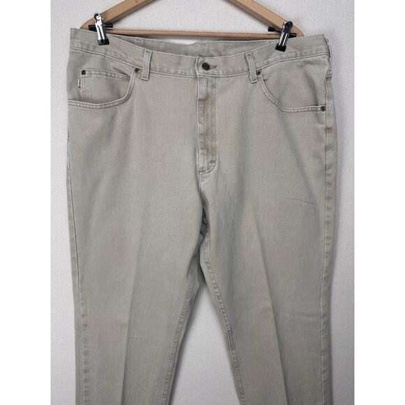 Vtg L.L. Bean Men’s 34x32 Double L Natural Fit Jeans Union Made USA Beige Work - Picture 2 of 13